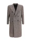 Dolce & Gabbana Herringbone Double-breasted Coat In Gray