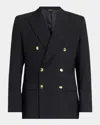 Dolce & Gabbana Double Breasted Peak Lapel Wool Suit In Black