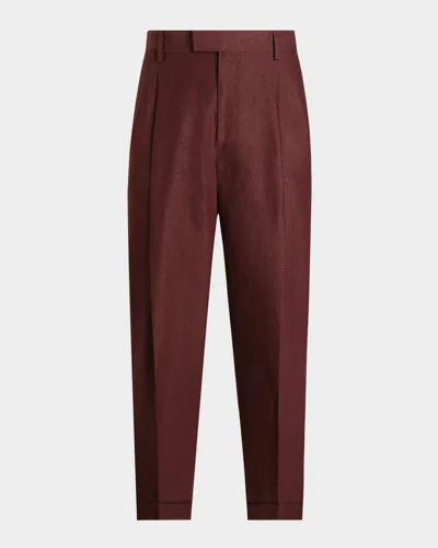 DOLCE & GABBANA MEN'S DOUBLE-PLEATED LINEN PANTS
