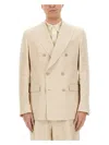 Dolce & Gabbana Linen Beige Double Breasted Jacket In Beige