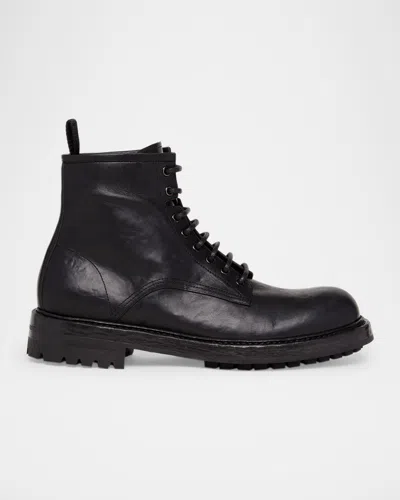 DOLCE & GABBANA MEN'S ELBA VACHETTA LEATHER COMBAT BOOTS