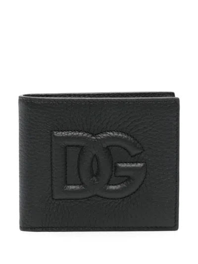 Dolce & Gabbana Men Embossed Bi-fold Wallet In Black