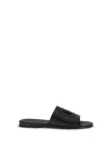 Dolce & Gabbana Black Sandals With Dg Logo Cut-out In Leather Man In Black