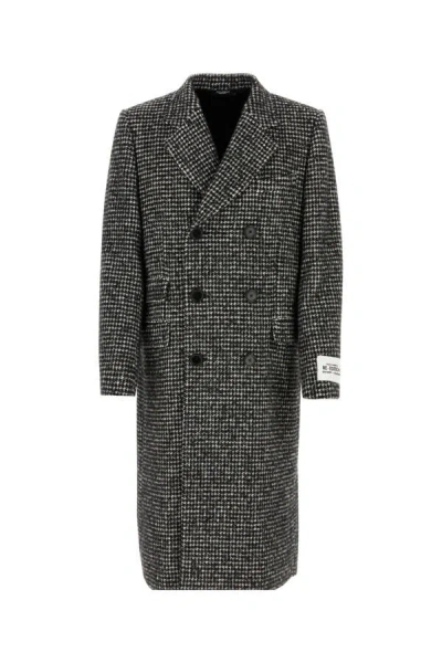 Dolce & Gabbana Men Embroidered Acrylic Blend Coat In Multicolour