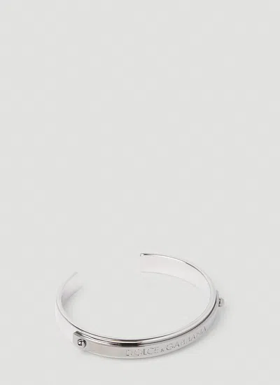Dolce & Gabbana Men Engraved Logo Bracelet In Silver
