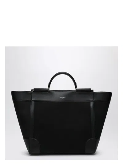 DOLCE & GABBANA MEN'S FABRIC AND LEATHER TOTE BAG