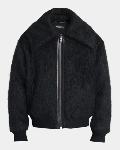 DOLCE & GABBANA MEN'S FAUX-FUR ZIP JACKET