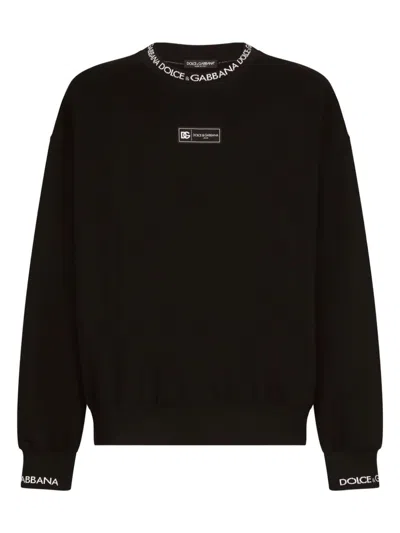 Dolce & Gabbana Logo-print Cotton-blend Sweatshirt In Black