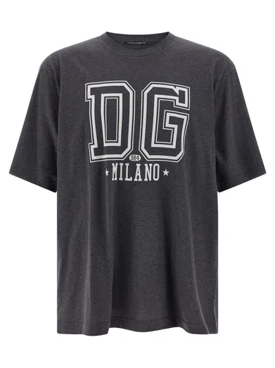 DOLCE & GABBANA DOLCE & GABBANA MEN FLOCKED PRINT T-SHIRT