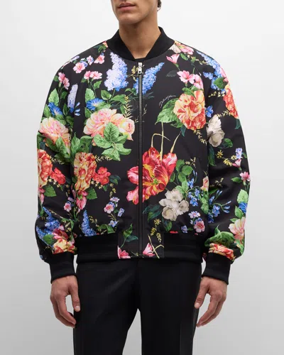 Dolce & Gabbana Men's Floral-print Bomber Jacket In Brown