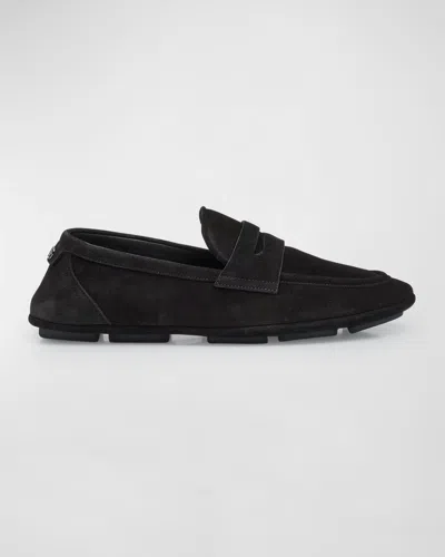 DOLCE & GABBANA MEN'S FORMALE SUEDE PENNY LOAFERS
