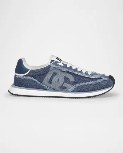 Dolce & Gabbana Dolce&gabbana Men Dg Cushion Sneakers In Denim In Blue