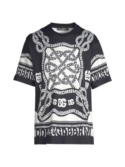 Dolce & Gabbana Men's Graphic Logo T-shirt In Marine