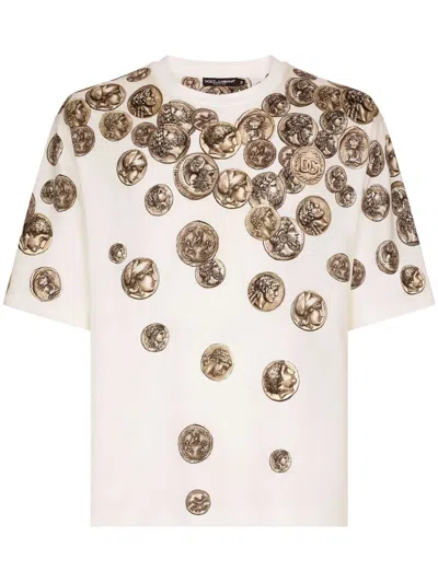 Dolce & Gabbana Men's Graphic Print Short-sleeve T-shirt In White For Fw23