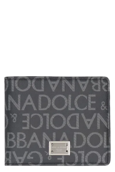 Dolce & Gabbana Jacquard Logo Wallet In Grey