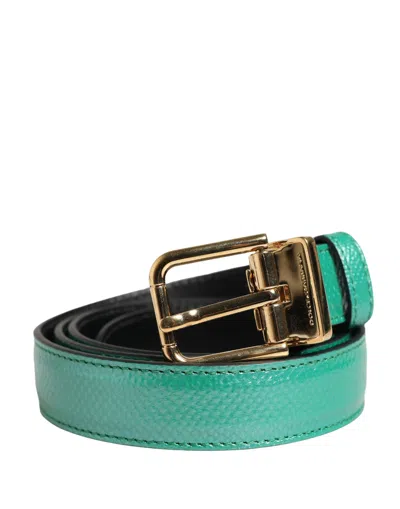 Dolce & Gabbana Men Green Classic Leather Metal Buckle Men's Belt
