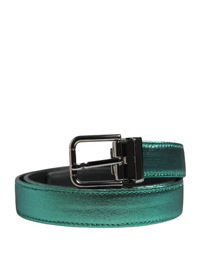 Dolce & Gabbana Men Green Lurex Polyester Metal Buckle Men's Belt