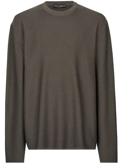 Dolce & Gabbana Men Grey Cotton Sweater In Gray