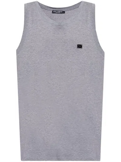 Dolce & Gabbana Men Grey Cotton T-shirt In Gray