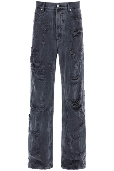 Dolce & Gabbana Men's Grey Destroyed-effect Jeans For Fw23