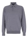 Dolce & Gabbana Grey Polo Shirt With Classic Collar And Tonal Logo Embroidery On The Front In Wool Man In Gray