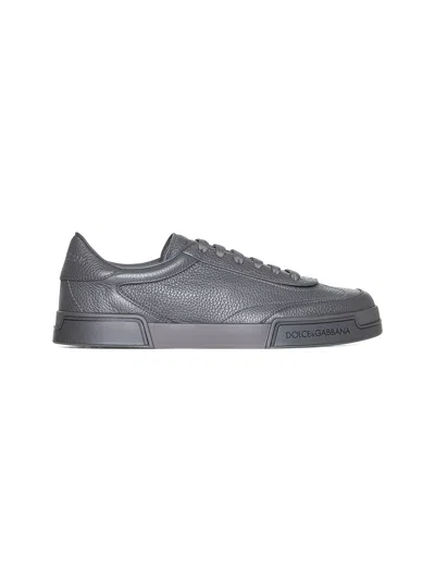 Dolce & Gabbana 'portofino' Black Sneaker With Logo Print On The Sole