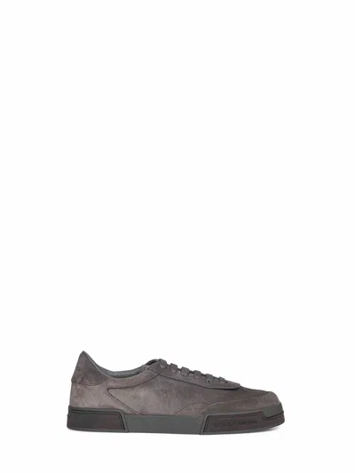 Dolce & Gabbana Men Grey Suede Portofino Yatch Sneakers In Gray