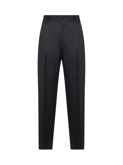 Dolce & Gabbana Men Grey Virgin Wool Classic Trousers In Black