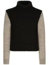Dolce & Gabbana Two-tone Wool And Alpaca Turtle-neck Sweater In Grey