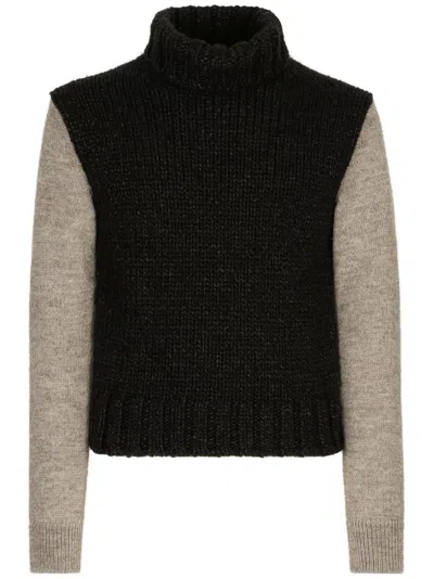 Dolce & Gabbana Men's Grey Wool Turtleneck Sweater For Fw24 In Black