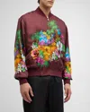 DOLCE & GABBANA MEN'S HAWAIIAN-PRINT SILK BOMBER JACKET