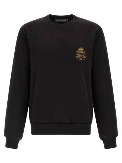Dolce & Gabbana Men Heraldic Patch Sweatshirt In Black