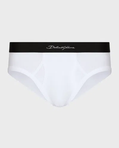 Dolce & Gabbana Logo-waistband Low-rise Briefs In White