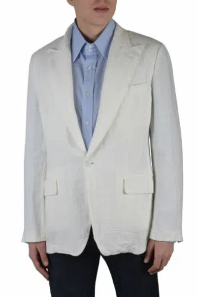 Pre-owned Dolce & Gabbana Men's Ivory 100% Linen One Button Blazer Size Us 38 40 44 In White