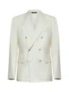 Dolce & Gabbana Men Ivory Flannel Double-breasted Blazer In White