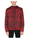 Dolce & Gabbana Men's Leopard Wind-resistant Hooded Jacket In Red