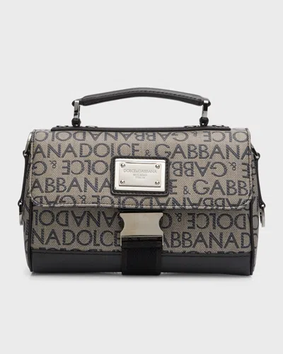 Dolce & Gabbana Men's Jacquard Logo Crossbody Bag In Blue