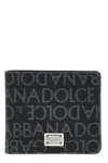 Dolce & Gabbana Coated Canvas Wallet With With All-over Logo In Black