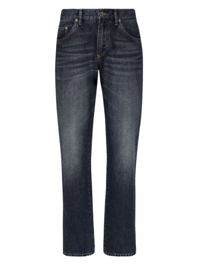 DOLCE & GABBANA MEN'S JEANS WITH LOGO PLAQUE