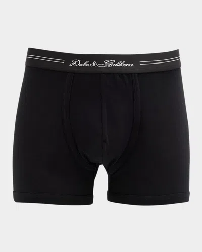 Dolce & Gabbana Men's Jersey Stretch Logo Script Boxer Briefs