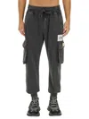 Dolce & Gabbana Logo-patch Tapered Cargo Trousers In Gray