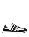 Dolce & Gabbana Men Low-top Mesh Sneakers With Suede Inserts In White