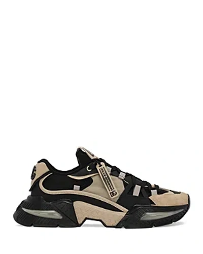 Dolce & Gabbana Men's Lace Up Low Top Sneakers In Beige/black