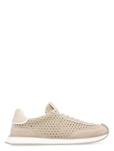 DOLCE & GABBANA MEN'S LEATHER AND FABRIC LOW-TOP SNEAKERS
