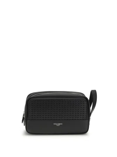 Dolce & Gabbana Men Leather Beauty Case In Black