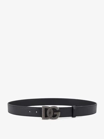 Dolce & Gabbana Men Leather Belt In Black