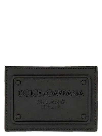 DOLCE & GABBANA MEN'S LEATHER CARD HOLDER WITH LOGO