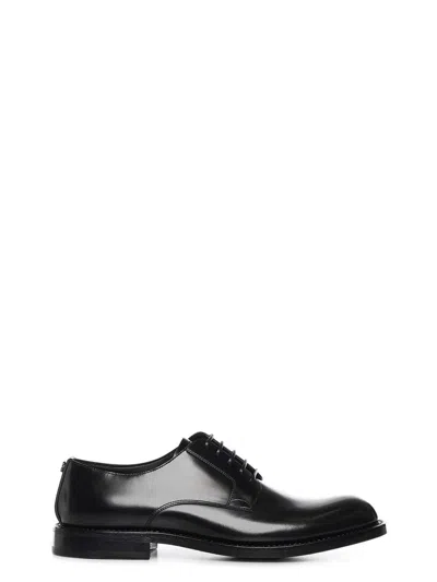 Dolce & Gabbana Men Leather Derby Shoe In Black