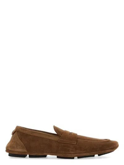 Dolce & Gabbana Men's Leather Drivers Loafer In Beige