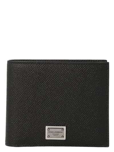 DOLCE & GABBANA MEN'S LEATHER FLAP-OVER WALLET